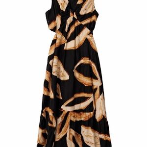 DKNY Elegant Black and Brown Maxi Dress
